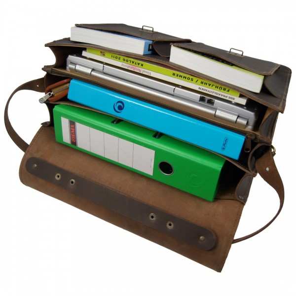 Large briefcase DA VINCI 1.0 of brown organic leather Large briefcase DA VINCI 1.0 of brown organic leather