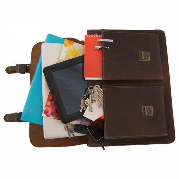 Spacious briefcase GALILEO 1.0 of brown organic leather Spacious briefcase GALILEO 1.0 of brown organic leather