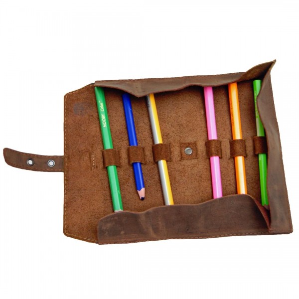 Pencil case HOMER of brown leather Pencil case HOMER of brown leather