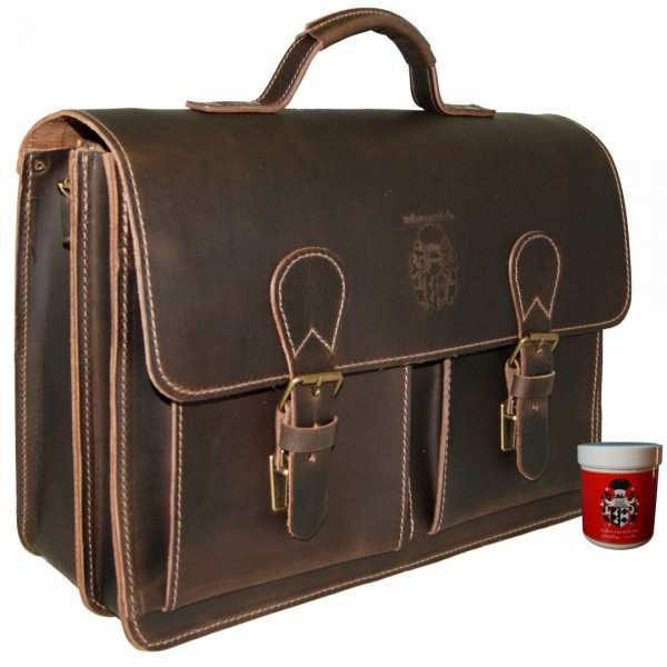 Briefcase Pasteur brown leather 8086 12 Briefcase Pasteur brown leather 8086 12