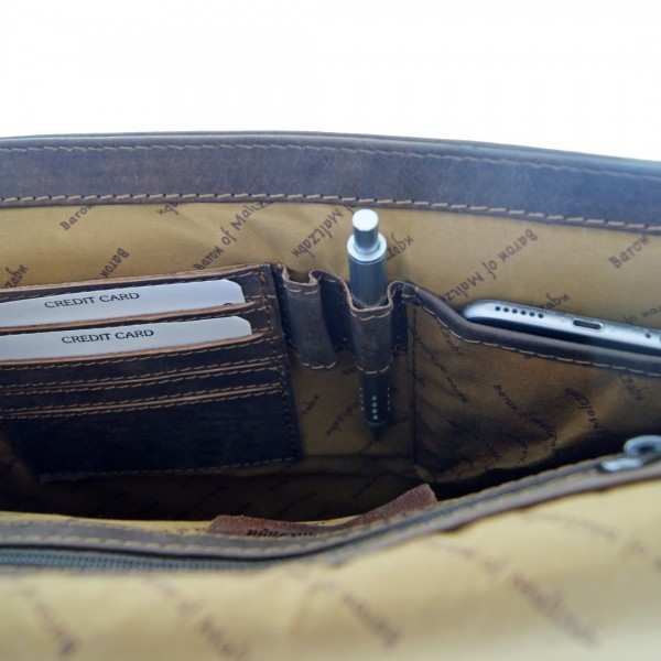 Brown leather portfolio bag CURIE with organizer Brown leather portfolio bag CURIE with organizer