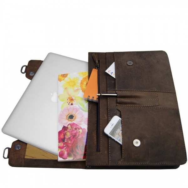 Portfolio case for iPad CURIE of brown leather Portfolio case for iPad CURIE of brown leather