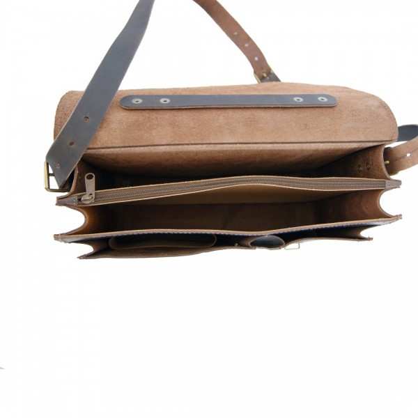 Brown leather laptop bag FARADAY 40 cm Brown leather laptop bag FARADAY 40 cm