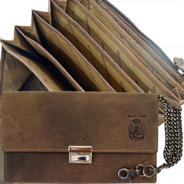 Waiter's purse TRUMP of brown leather with removable chain Waiter's purse TRUMP of brown leather with removable chain