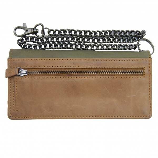 Long chain wallet BETTENCOURT of olive-brown leather Long chain wallet BETTENCOURT of olive-brown leather