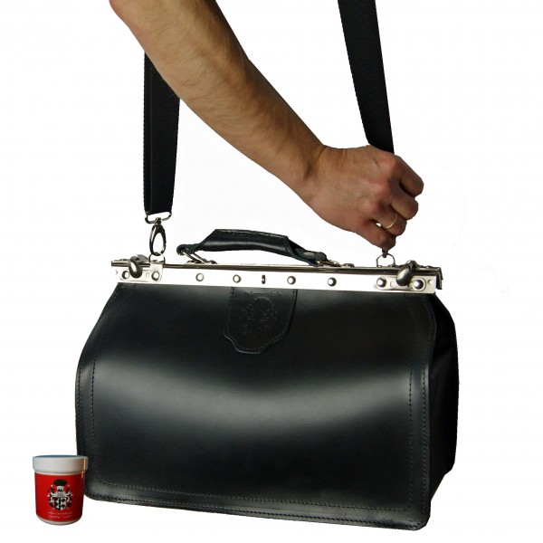 Doctors shoulder bag BINGEN of black organic leather Doctors shoulder bag BINGEN of black organic leather