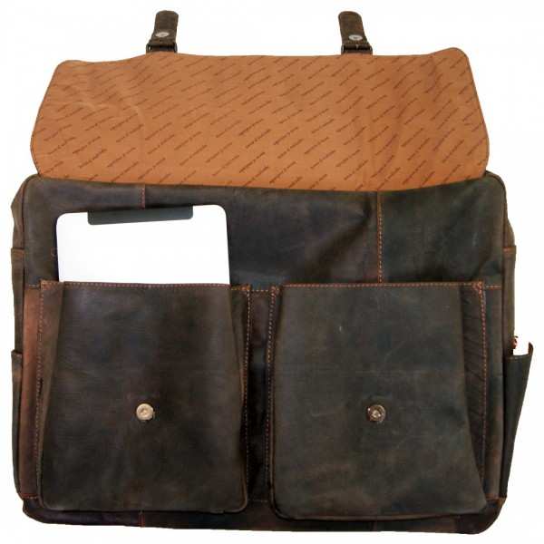 leather large briefcase VAN GOGH in brown leather large briefcase VAN GOGH in brown