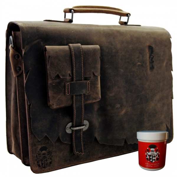 Laptop bag SHATTERHAND of brown leather Laptop bag SHATTERHAND of brown leather